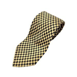 Stefano Ricci Gold Pure Silk Luxury Tie w Black Circles Made in Italy